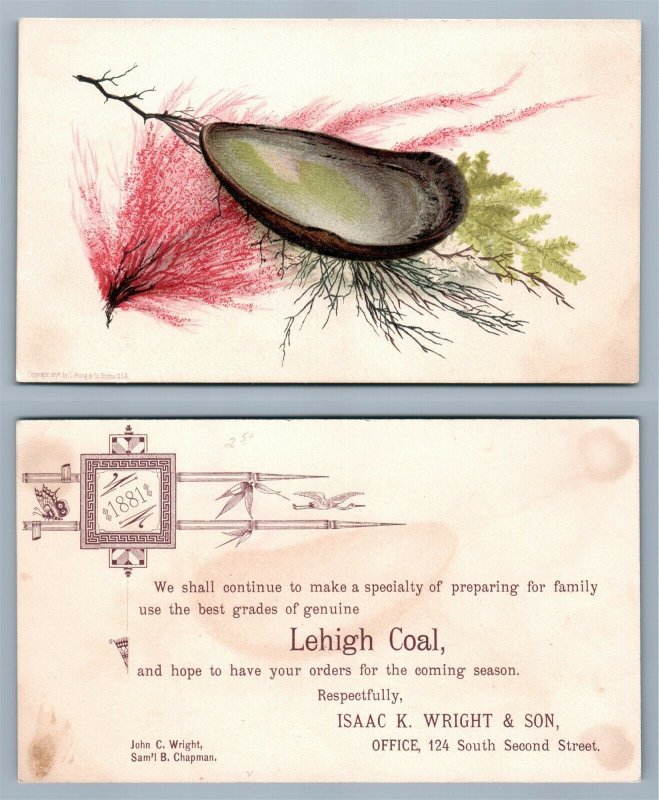 VICTORIAN TRADE CARD LEHIGH COAL 1881 ISAAC K. WRIGHT & SON antique