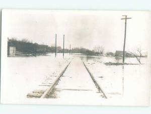 rppc Pre-1918 Abstract FLOODED TOWN BEHIND LOOKING INTO TRAIN TRACKS AC7578