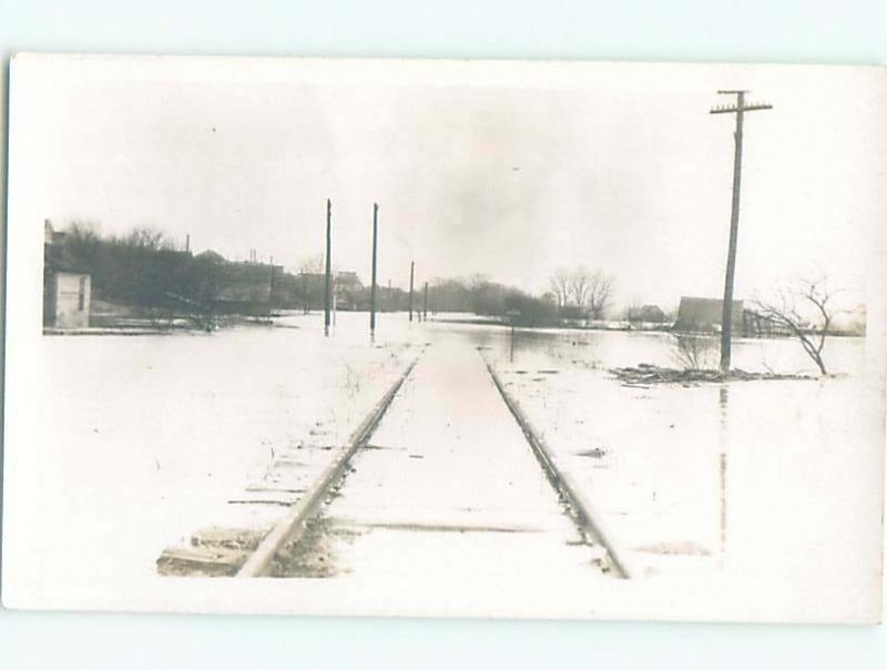 rppc Pre-1918 Abstract FLOODED TOWN BEHIND LOOKING INTO TRAIN TRACKS AC7578