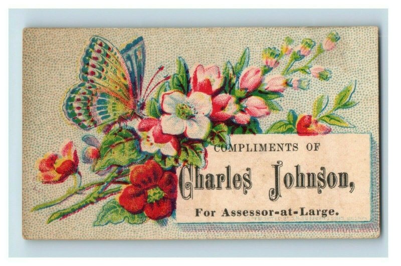 1880's Charles Johnson Assessor-At-Large Butterfly Flowers Image P153 