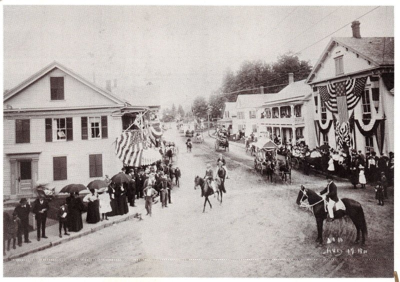 VINTAGE CONTINENTAL SIZE POSTCARD REPRODUCTION (1900) WILMINGTON VT STREET SCENE