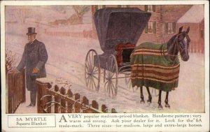 5A Horse Blankets Ad Advertising Myrtle Square Blanket c1910 Postcard