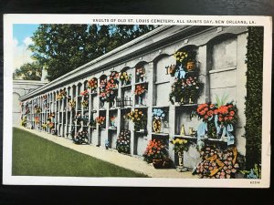 Vintage Postcard 1936 Vaults, All Saints Cemetery All Saints New Orleans LA