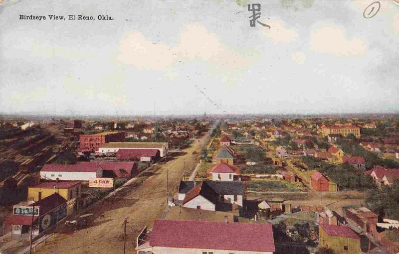 Birds Eye View El Reno Oklahoma 1910c postcard