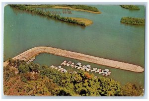 c1960 Aerial Birdseye View Lansing Marina Lansing Iowa Vintage Antique Postcard