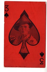 Actor Glen Hunter, Western Movies, Playing Card Three of Spades, Exhibit Coupon