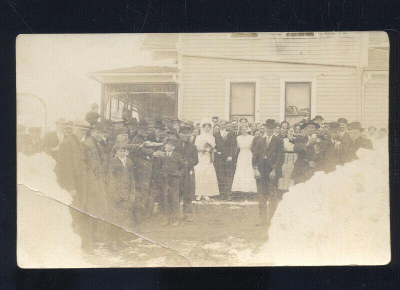 RPPC DOWNS KANSAS WINTER SNOW COLBS WEDDING VINTAGE REAL PHOTO POSTCARD