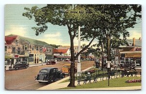 ONSET BAY, MA Massachusetts ~ STREET SCENE on the SQUARE c1930s Cars Postcard