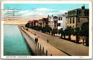 Charleston South Carolina, 1934 East Battery, Driveway Borders, Vintage Postcard