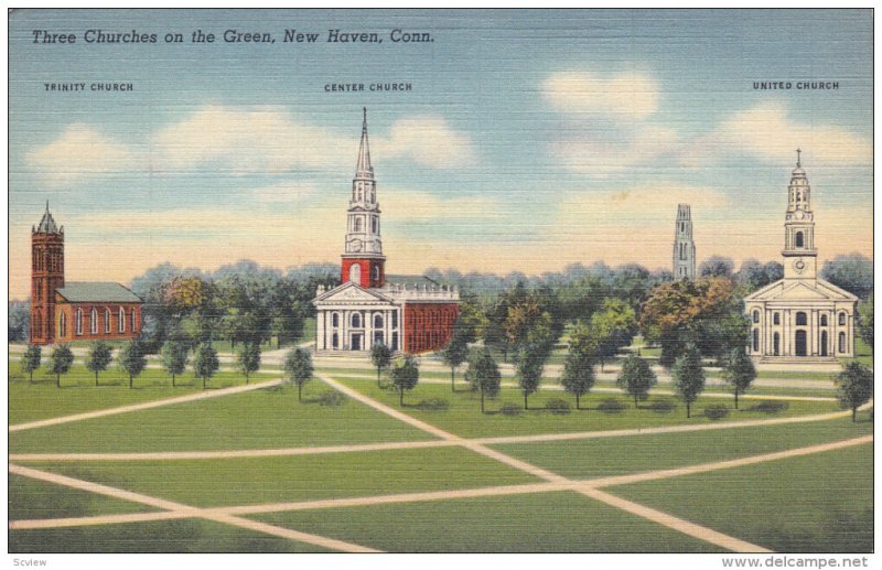 Three Churches on the Green , NEW HAVEN , Connecticut, 30-40s