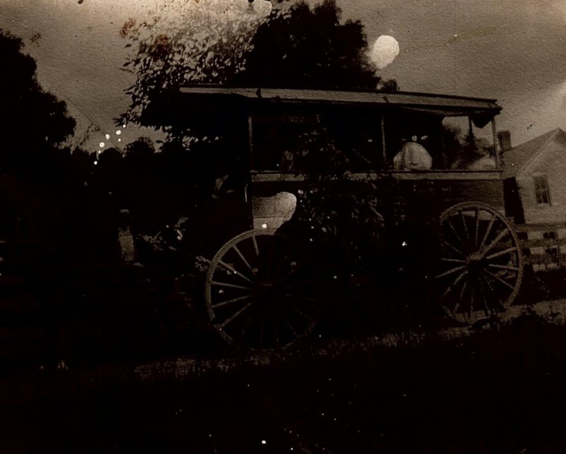 c1910 EARLY HORSE DRAWN TROLLEY CARRIAGE PASSENGERS CORNING RPPC POSTCARD 38-14 