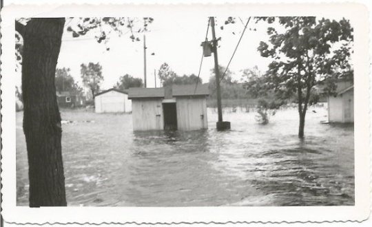 Utility Shed under Water from Epic Flood Flooded Streets Homes Real Photograph