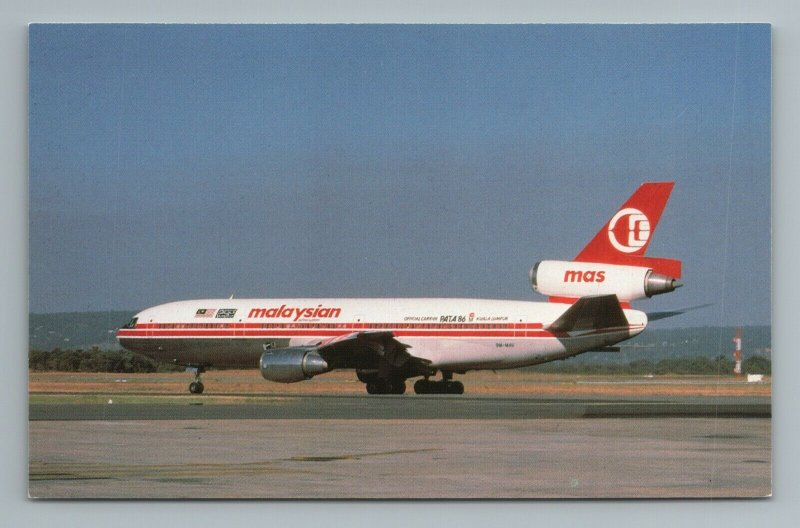 Malaysian Airline MAS Airplane DC 10 30 9M MAV CD 48283 Vintage Postcard 