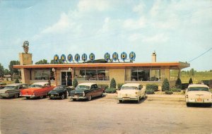 Schererville, Indiana SAUZER'S WAFFLE SHOP Roadside Diner 1950s Cars Postcard
