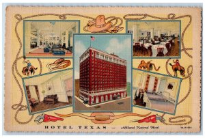 Hotel Texas Building Interior Exterior Fort Worth TX Multiview Vintage Postcard