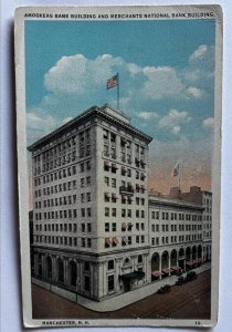 Postcard Amoskeag Bank Building & Merchants National Bank Manchester NH K7