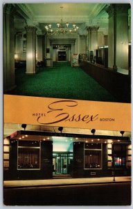 Vtg Boston Massachusetts MA Hotel Essex Exterior & Interior Views Postcard