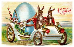 Easter ,  Rabbits Driving truck with Giant Egg
