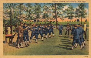 Postcard Military Bayonet Practice Army Camp Shelby Mississippi MS