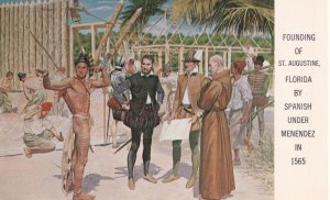 Founding of St Augustine By Spanish Mendez Florida Postcard