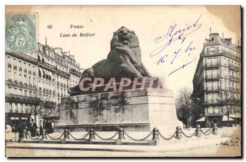 Old Postcard Paris Lion of Belfort