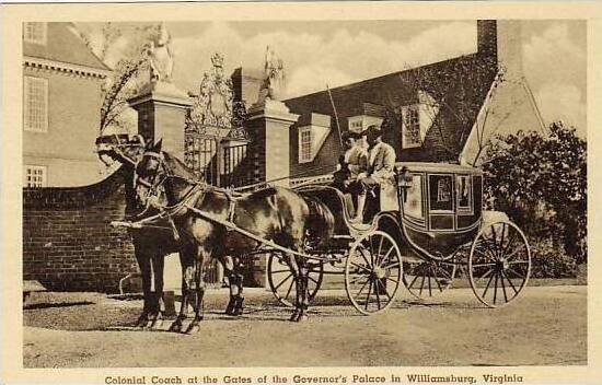 Virginia Williamsburg Colonial Coach At The Gates Of The Governors Palace Alb...