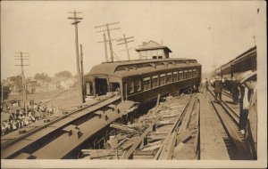 Bridgeport CT Fairfield Ave RR Train Wreck c1910 Real Photo Postcard