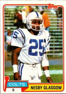 1981 Topps Football Card Nesby Glasgow Baltimore Colts sk60178