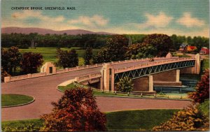 Cheapside Bridge Greenfield Massachusetts MA Linen Postcard VTG UNP Vintage 