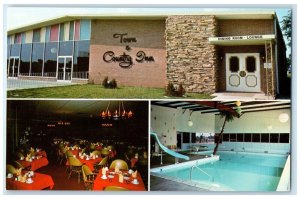 Town And Country Inn Motel Dining Room Pool Streator IL Multiview Postcard