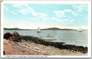 Camden Mountains From Owl's Head Rockland Maine Sailboats In Distance Postcard