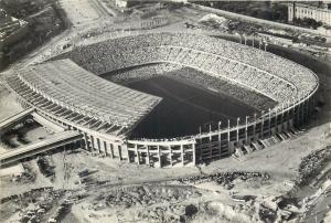 Spain Barcelona Estadio del C. de F. Barcelona football stadium aerial view RPPC