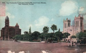 San Antonio Texas, San Fernando Cathedral Church & Courthouse, Vintage Postcard