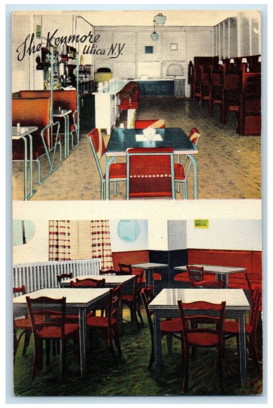 c1940 The Kenmore Restaurant & Club Dining Room Interior Utica New York Postcard