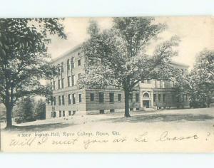 Pre-1907 INGRAM HALL AT RIPON COLLEGE Ripon Wisconsin WI n6158