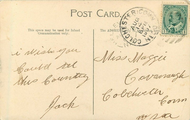 c1907 Postcard; Prince Street Scene Residences Yarmouth Nova Scotia Canada