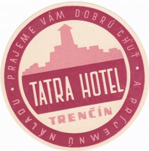 Czechoslovakia Trencin Tatra Hotel Vintage Luggage Label sk3678