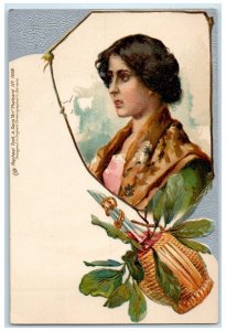 c1905 Pretty Woman Wine Art Nouveau Embossed Tuck's Antique Postcard