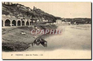 Vienna - Wharf Viaduct - boat - boat - Old Postcard