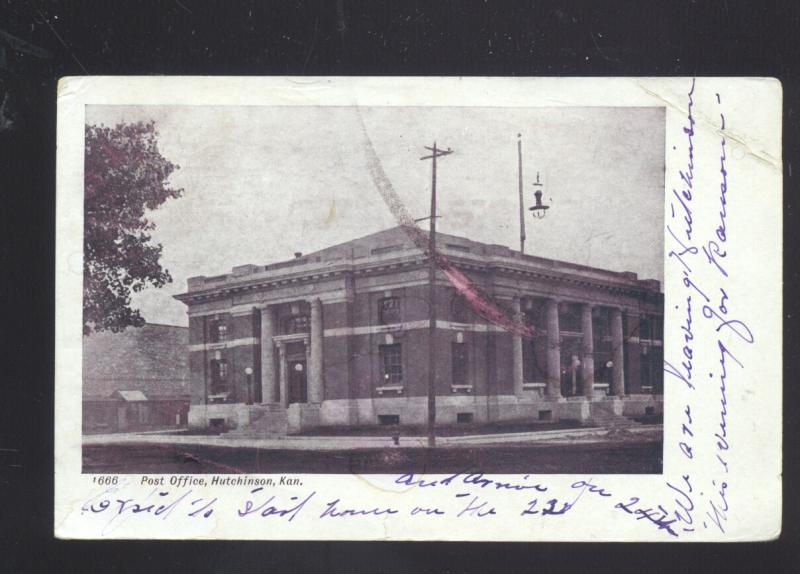 HUTCHINSON KANSAS POST OFFICE BUILDING DOWNTOWN ANTIQUE VINTAGE POSTCARD