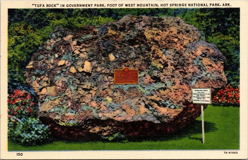 Hot Springs Tufa Rock West Mountain National Park AR Arkansas VTG Postcard Linen 