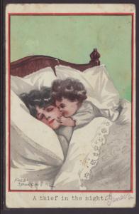 A Thief in the Night,Mother,Child,Spurgin Postcard BIN