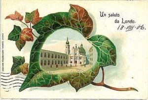 31632   CARTOLINA d'Epoca ANCONA provincia : LORETO - UN SALUTO - 1906 - BELLA!