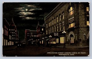 J96/ Portsmouth Ohio Postcard Scioto County c1910 Chillicothe St Night 512