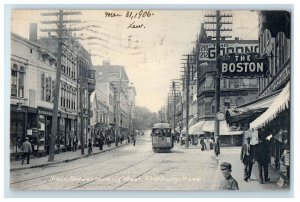 1906 Main St. Looking West The Boston Trolley Fitchburg MA Rotograph Postcard