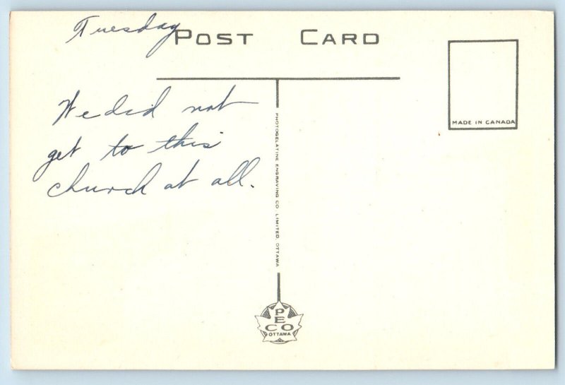 Perce Quebec Canada Postcard St. Michael Catholic Church c1930's Vintage