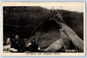 Troms County Norway Postcard Lapplander's Camp Lyngseidet 1939 Vintage