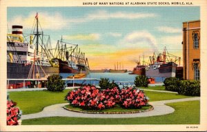 Alabama Mobile Ships Of Many Nations At Alabama State Docks Curteich