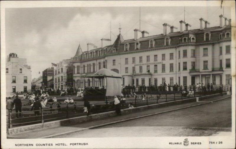 Portrush Ireland Northern Counties Hotel c1910 Real Photo Postcard