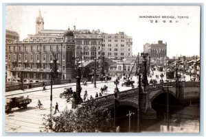 c1930's Nihonbashi Bridge Rickshaw Trolley Kanto Tokyo Japan RPPC Photo Postcard 